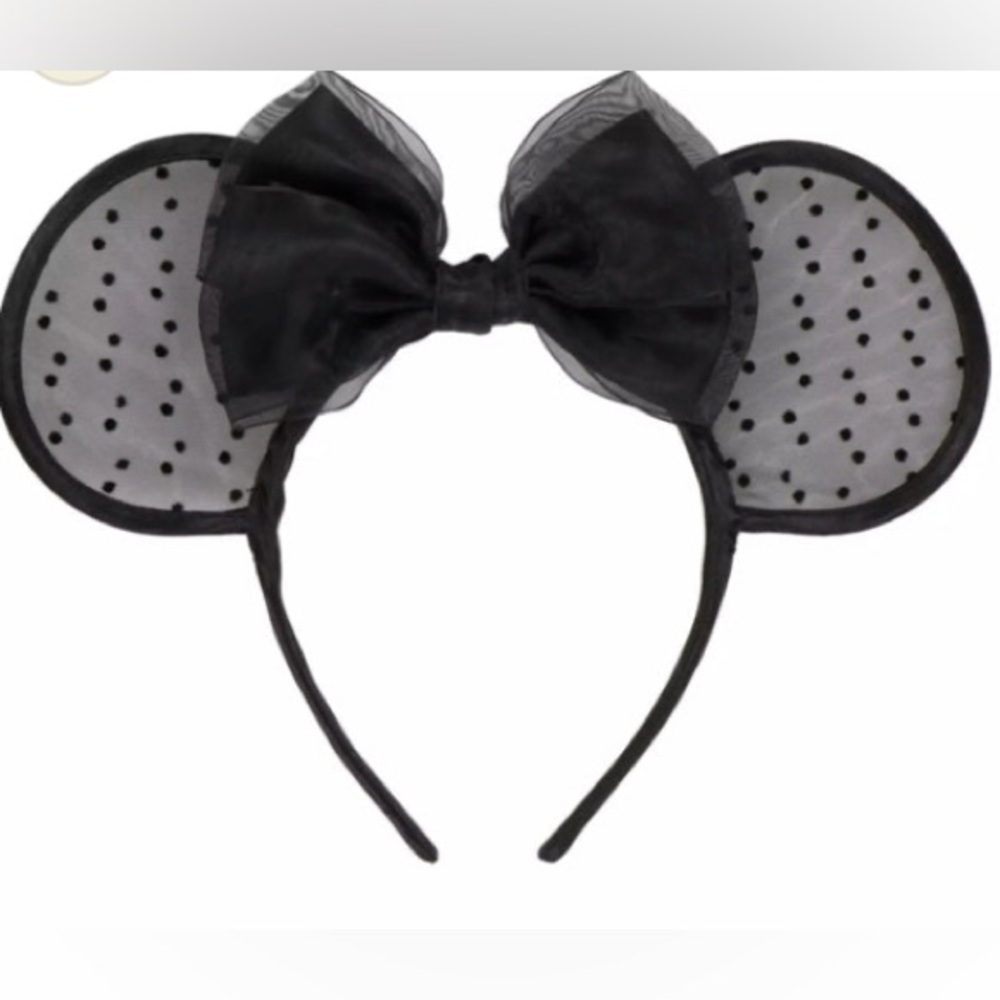 NWT✨TDR - Minnie Ears Headband - Black Polka Dot Lace 2024 Free Size